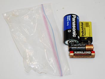 batteries by plastic baggie