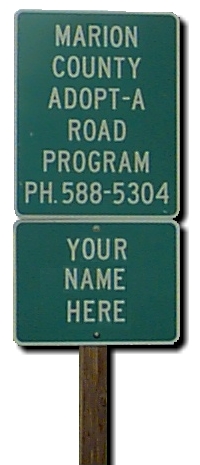 Marion County Adopt-A Road Program sign