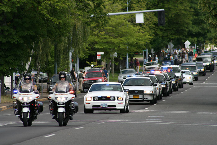 Public safety vehicle funeral procession